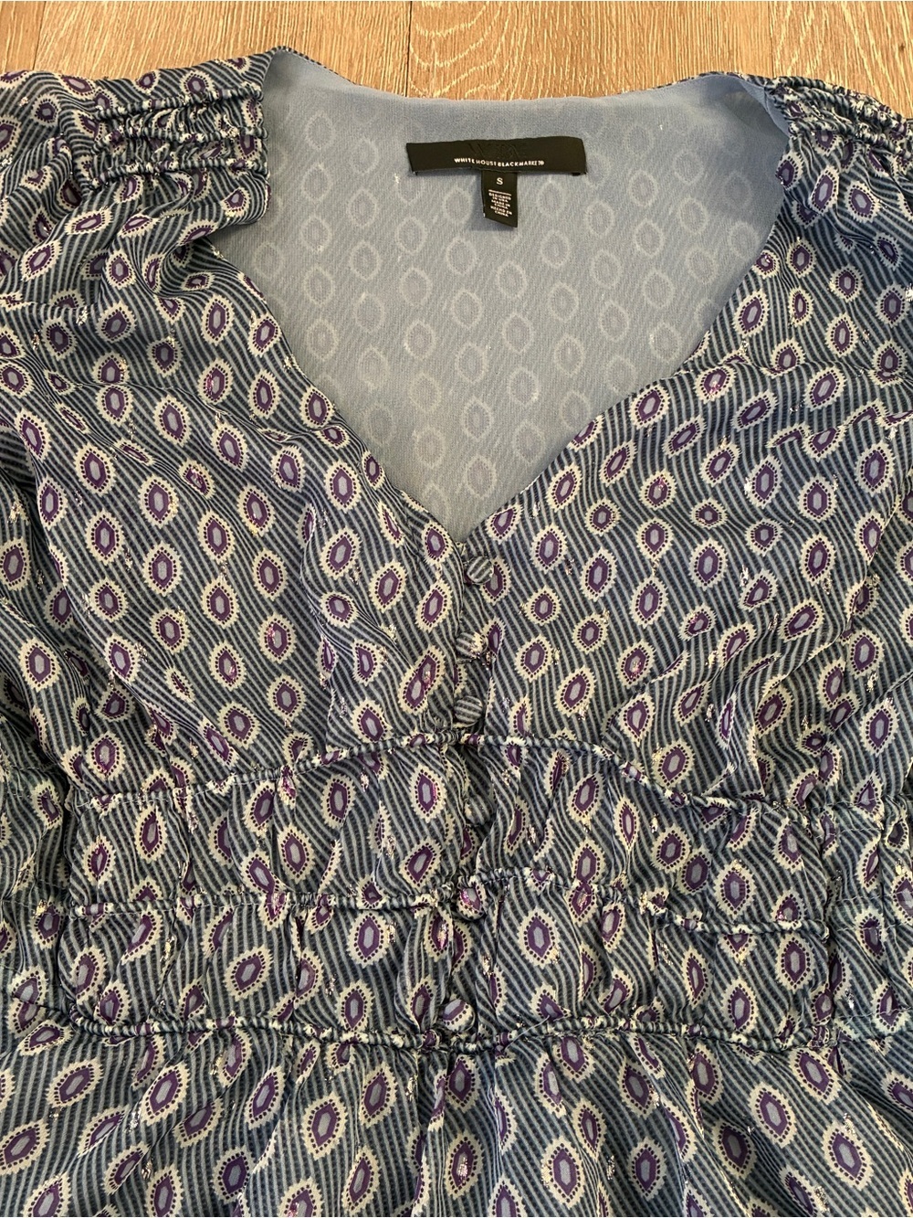 White House black market Whimsical light breezy chiffon fairycore V neck blouse - Picture 2 of 5